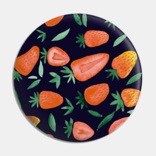 Watercolors strawberries - orange on dark background Pin