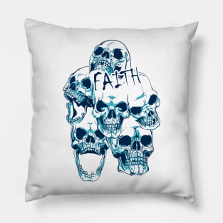 Dead Faith Blue Skulls Pillow