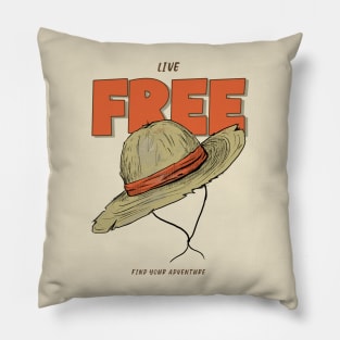 Live Free! Anime One Piece Inspired Gift for One Piece Fans and Anime Lovers Luffy Hat Pillow