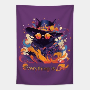 Everything is fine fancy black cat Tapestry