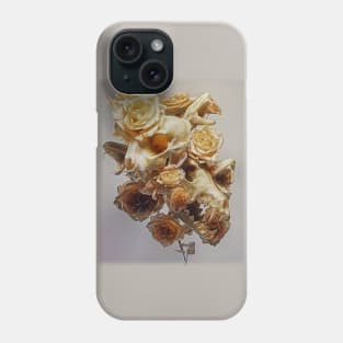 Animal skulls with snake heads surrounded by dry roses Phone Case