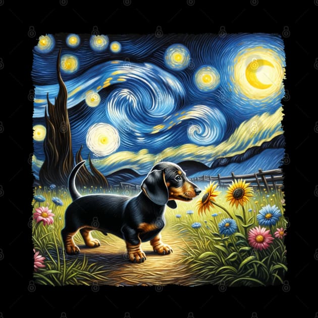 Starry Dachshund Portrait - Dog Portrait by starry_night