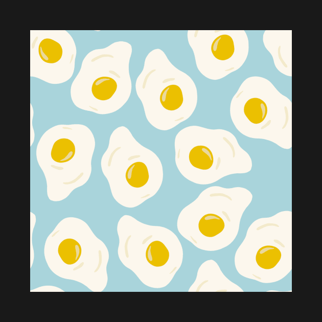 Fried eggs breakfast blue by Kimmygowland