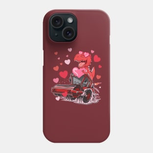 Valentines Day Kids Dinosaur Ridding Truck Hearts Phone Case