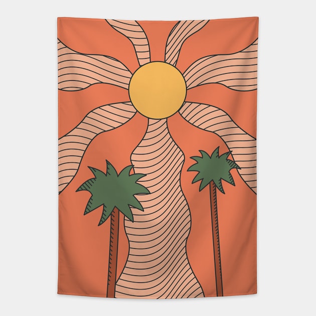 Psychedelic Palm Trees Tapestry by JDP Designs