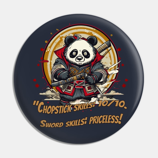 Samurai Panda - Bold and Fierce Japanese Warrior Design Pin by ABART BY ALEXST 