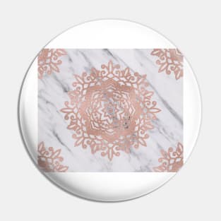 Blooming rose gold mandalas on soft grey marble Pin