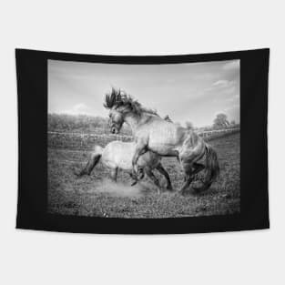 Horsepower in black & white Tapestry