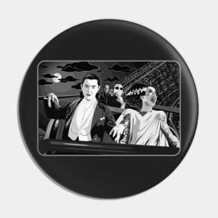 Ups & Downs (B&W) (Universal Monsters on Roller Coaster) Pin