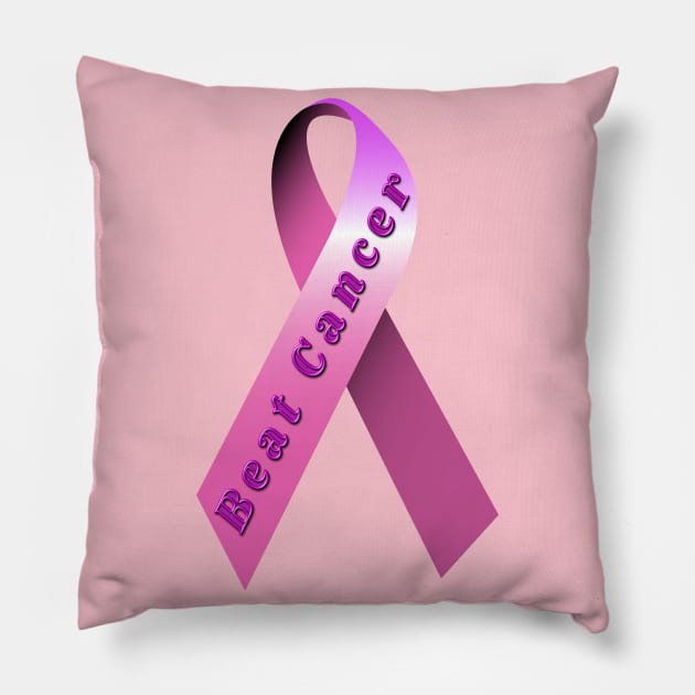 pink breast cancer ribbon Pillow by DrewskiDesignz