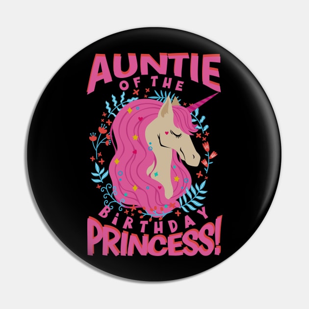 Auntie of the Birthday Princess Unicorn Pin by aneisha