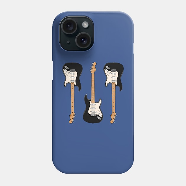 Triple Black Stratocaster Phone Case by saintchristopher