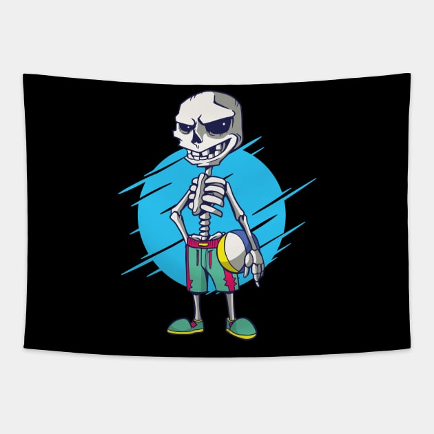 skeleton volley beach Tapestry by pmeekukkuk