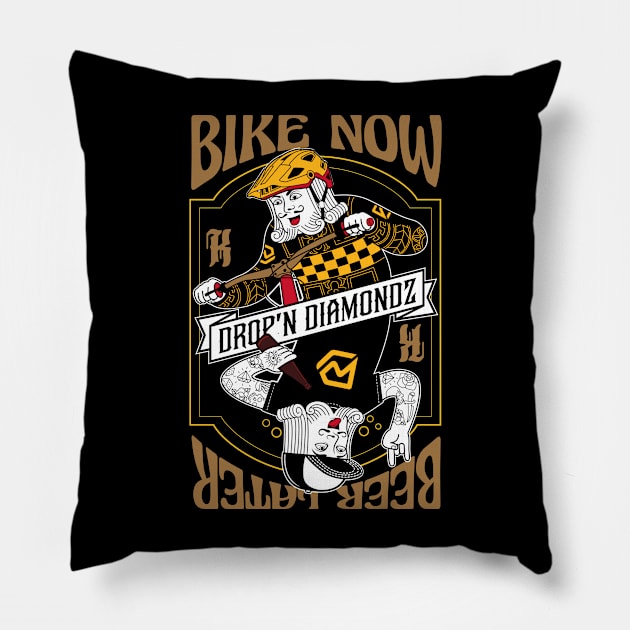 Bike Now Beer Later Pillow by DropnDiamondz