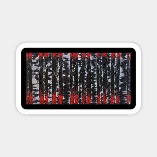 Black Birch Trees with Red Leaves Magnet