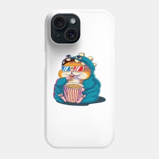 A funny hamster wearing glasses eats popcorn. Phone Case