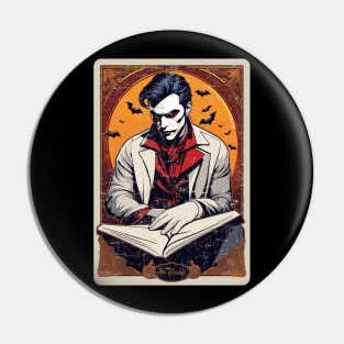 The Reader Vampire Halloween Tarot Card Pin