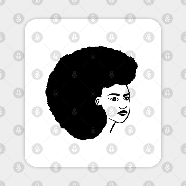 Black woman face illustration in black and white Magnet by Spinkly