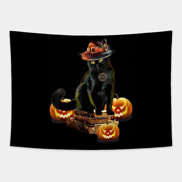 Black Cat mystery Halloween Tapestry by adrinalanmaji