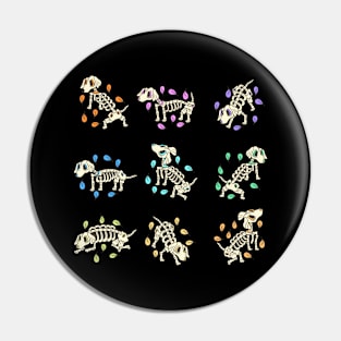 Colorful wiener dog Skeleton Day of the Dead Candy Skeleton Pack Pin