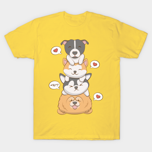 Kawaii Dogs - Pitbull Akita Husky Chow Chow - Dogs - T-Shirt