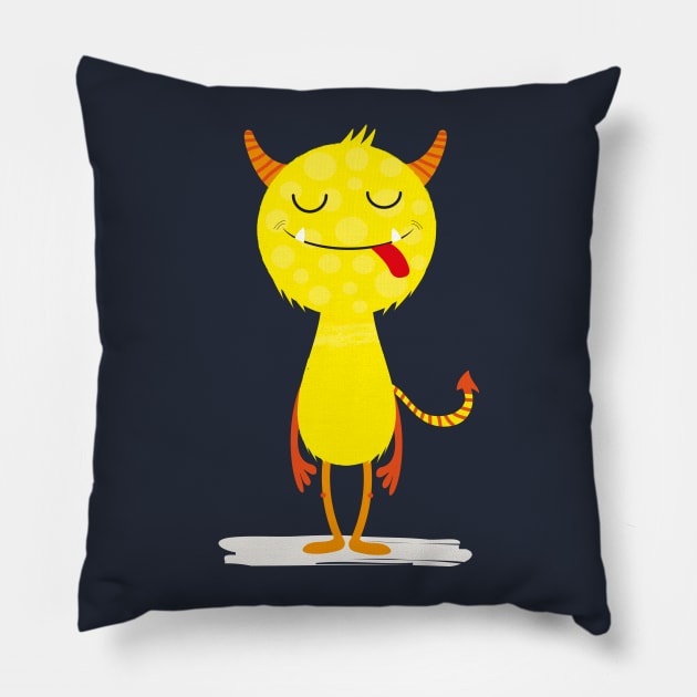 Happy little monster 1 Pillow by grafart