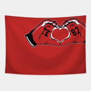 Travis Kelce Heart Hands Tapestry