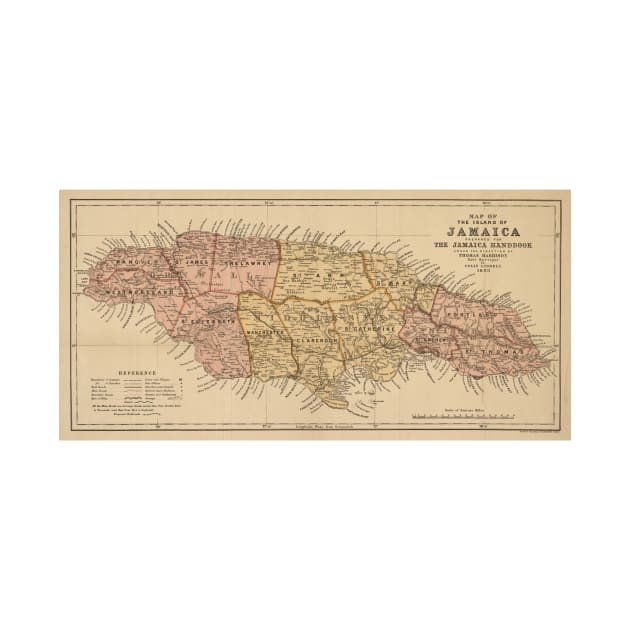 Vintage Map of Jamaica (1893) by Bravuramedia