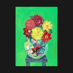 Dahlias in abstract Vase T-Shirt