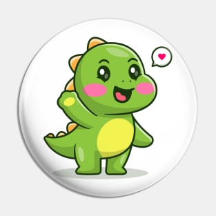 Cute baby dinosaur waving hand cartoon Pin