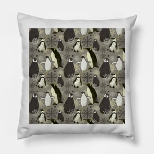 Snowy Penguins - Yellow Pillow