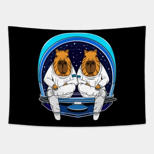 Break Time, Cute Capybara Astronauts Tapestry