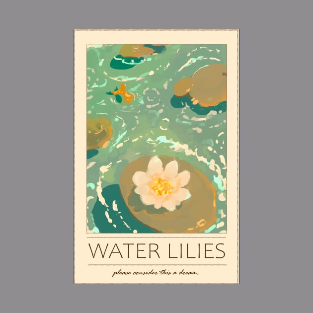 water lilies vintage pond poster by shazuliArt