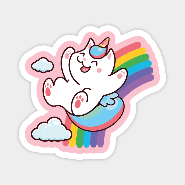 Magical Kittycorn Sliding on a Rainbow: Embrace the Whimsy and Joy Magnet by DogsandCats