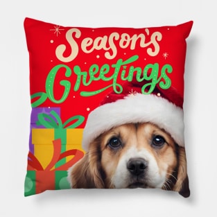 Season greetings cute dog Pillow