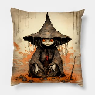 Halloween Apprentice: The Little Goblin Witch Pillow