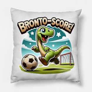 Dino Soccer Champion - Bronto-Score for the Win! Pillow