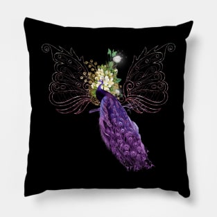 Wonderful elegant peacock with flowers Pillow