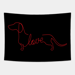 Dachshund Love Art Sketch Tapestry