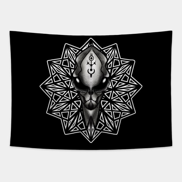 Alien black and white Tapestry by Daxa