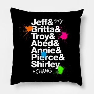 Community Roll Call – character names and paintballs Pillow