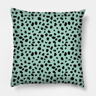 Dalmatian Animal Print Spots Black Mint Green Polka Dots Pillow