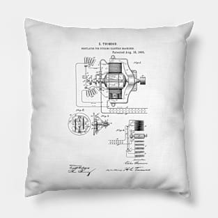 Regulator for electric machine Vintage Patent Hand Drawing Pillow