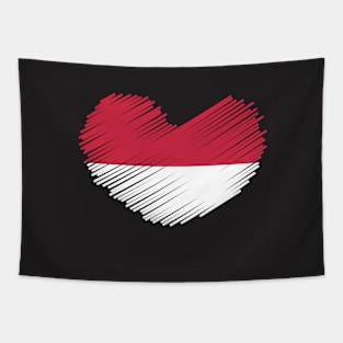 Indonesia Heart Flag Design Tapestry