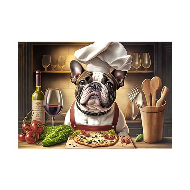 French Bulldog Pizza Chef Greeting Card by candiscamera