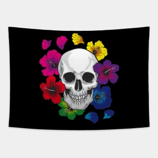 Skull with flowers Tapestry