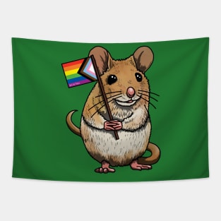 Mouse with Progress Pride Flag Tapestry