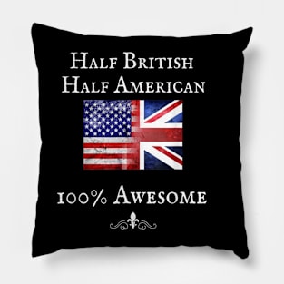 Half American Half British USA Flag United Kingdom Heritage Pillow