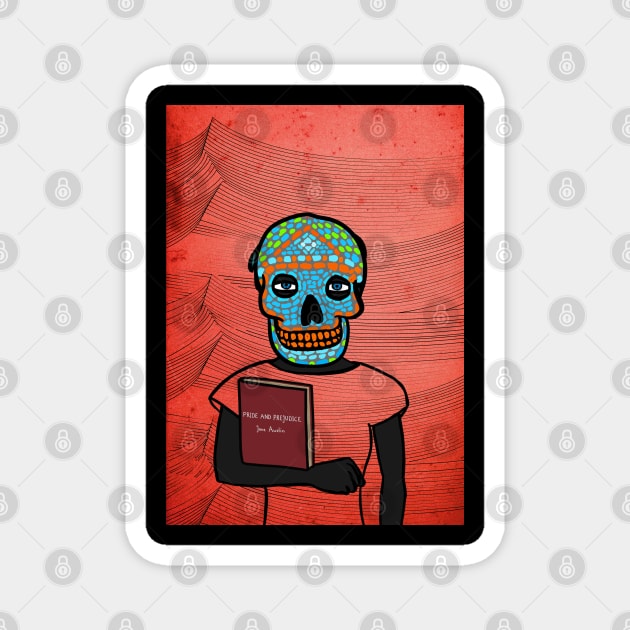 Edgy WTF Digital Collectible - Character with FemaleMask, MexicanEye Color, and BlueSkin on TeePublic Magnet by Hashed Art