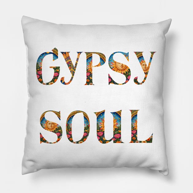 Gypsy Soul - Hippy Trippy Flower Power Artwork by Free Spirits and Hippies Pillow by Free Spirits & Hippies